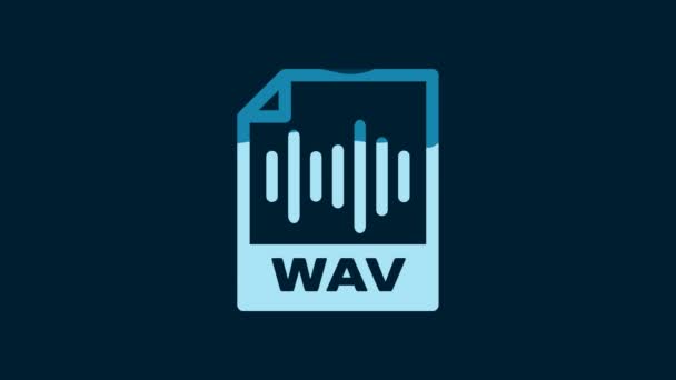 ホワイトWavファイル文書 青色の背景に隔離されたWavボタンアイコンをダウンロードします デジタルオーディオリフファイルのWav波形オーディオファイル形式 4Kビデオモーショングラフィックアニメーション — ストック動画