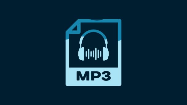 White Mp3 File Document Download Mp3 Button Icon Isolated Blue — Vídeos de Stock