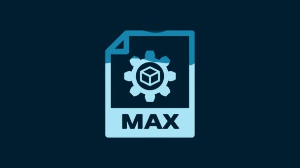 ホワイトMaxファイル文書 青色の背景に隔離された最大ボタンアイコンをダウンロードします Maxファイルのシンボル 4Kビデオモーショングラフィックアニメーション — ストック動画