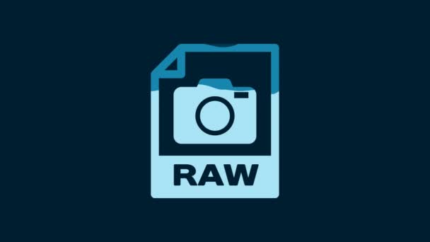ホワイトRawファイルのドキュメント 青の背景にある生のボタンアイコンをダウンロードします Rawファイルのシンボル 4Kビデオモーショングラフィックアニメーション — ストック動画