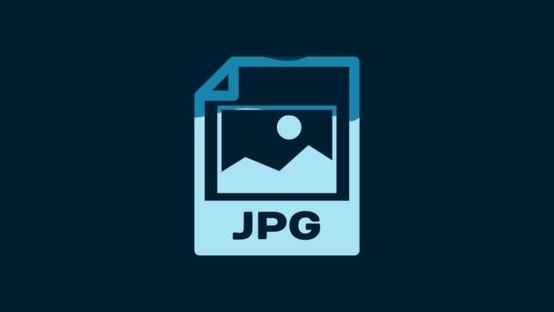 ホワイトJpgファイル文書 青の背景に隔離された画像ボタンアイコンをダウンロードします Jpgファイルのシンボル 4Kビデオモーショングラフィックアニメーション — ストック動画