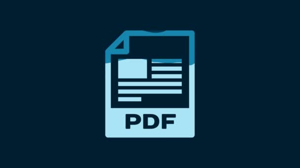 White Pdf File Document Download Pdf Button Icon Isolated Blue — Vídeos de Stock