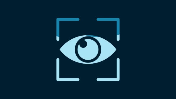 White Eye Scan Icon Isolated Blue Background Scanning Eye Security — Videoclip de stoc