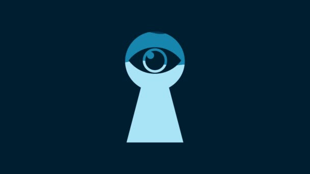White Keyhole Eye Icon Isolated Blue Background Eye Looks Keyhole — Stockvideo