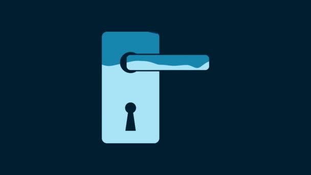 White Door Handle Icon Isolated Blue Background Door Lock Sign — Stock video