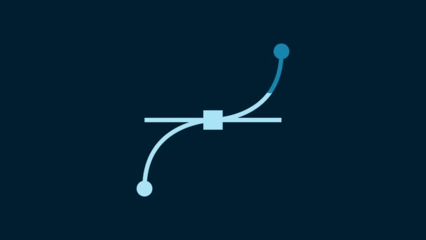 White Bezier Curve Icon Isolated Blue Background Pen Tool Icon — Stockvideo
