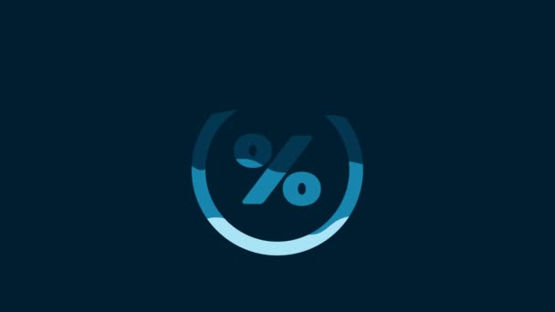 白色秒表和百分比折扣图标孤立的蓝色背景 时间计时器标志 4K视频运动图形动画 — 图库视频影像