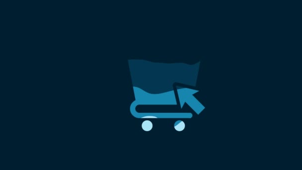 White Shopping Cart Cursor Icon Isolated Blue Background Online Buying — Vídeo de Stock