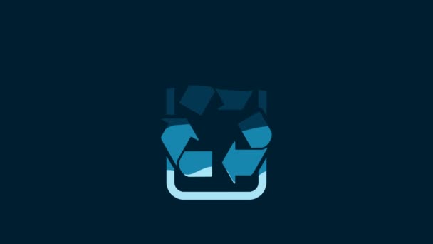 White Battery Recycle Symbol Line Icon Isolated Blue Background Battery — Wideo stockowe