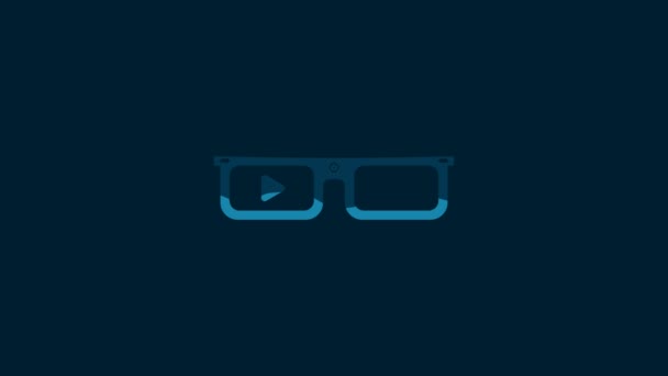 White Smart Glasses Mounted Spectacles Icon Isolated Blue Background Wearable — Stockvideo