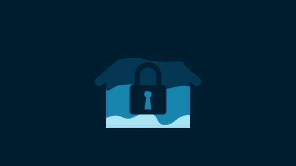 White House Protection Icon Isolated Blue Background Home Lock Protection — Wideo stockowe