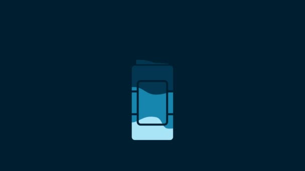 White Mustard Bottle Icon Isolated Blue Background Video Motion Graphic — Vídeo de stock