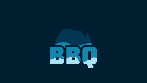 White Barbecue Fire Flame Icon Isolated Blue Background Heat Symbol — Vídeo de Stock