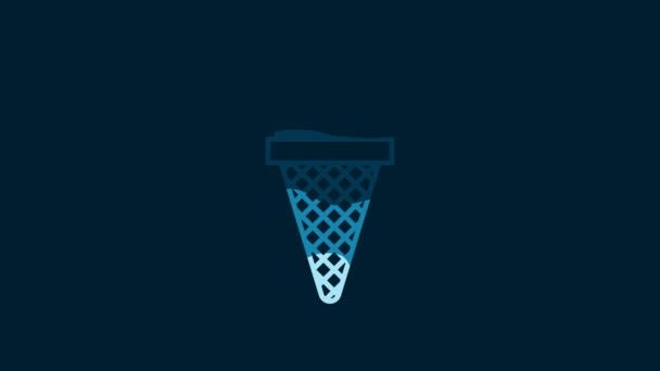 White Ice Cream Waffle Cone Icon Isolated Blue Background Sweet — Stockvideo