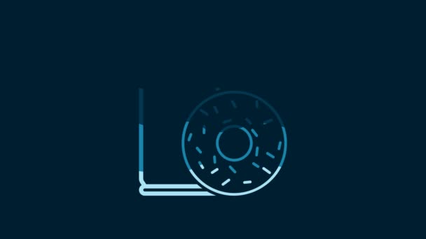 Білий Алюміній Може Содовою Іконою Пончика Ізольовані Синьому Фоні Символ — стокове відео