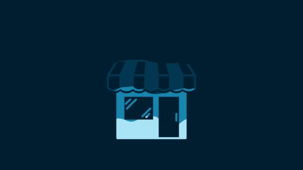 White Pizzeria Building Facade Icon Isolated Blue Background Fast Food — Vídeo de stock
