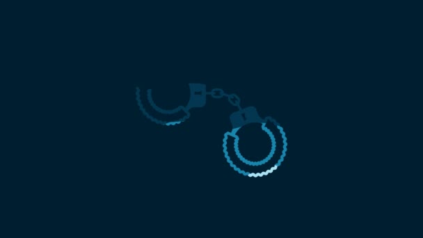 White Sexy Fluffy Handcuffs Icon Isolated Blue Background Handcuffs Fur — 비디오