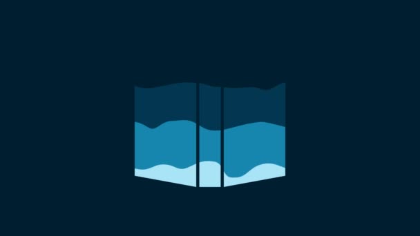 White Open Book Icon Isolated Blue Background Video Motion Graphic — Vídeo de Stock