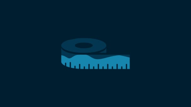 White Tape Measure Icon Isolated Blue Background Measuring Tape Video — Vídeo de stock