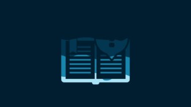 White Interesting facts icon isolated on blue background. Book or article sign. Exclamation mark sign. 4K Video motion graphic animation.