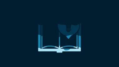 White Interesting facts icon isolated on blue background. Book or article and light bulb. 4K Video motion graphic animation.