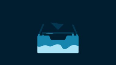 White Download inbox icon isolated on blue background. Add to archive. 4K Video motion graphic animation.