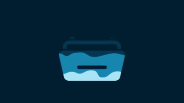 White Drawer with documents icon isolated on blue background. Archive papers drawer. File Cabinet Drawer. Office furniture. 4K Video motion graphic animation.