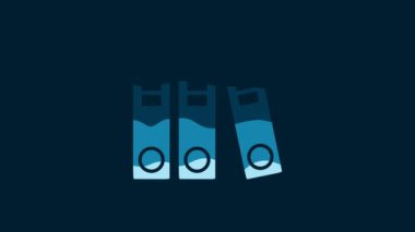 White Office folders with papers and documents icon isolated on blue background. Office binders. Archives folder sign. 4K Video motion graphic animation.