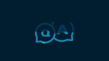 White Speech bubbles with Question and Answer icon isolated on blue background. Q and A symbol. FAQ sign. Chat speech bubble and chart. 4K Video motion graphic animation.