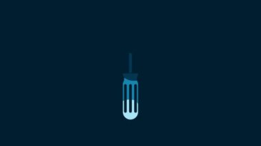 White Screwdriver icon isolated on blue background. Service tool symbol. 4K Video motion graphic animation.