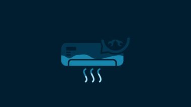 White Air conditioner with screwdriver and wrench icon isolated on blue background. Adjusting, service, setting, maintenance, repair, fixing. 4K Video motion graphic animation.