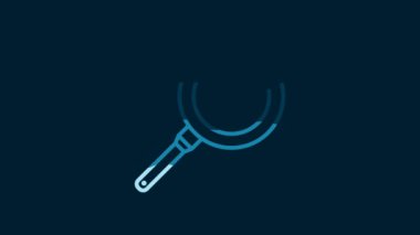 White Frying pan icon isolated on blue background. Fry or roast food symbol. 4K Video motion graphic animation.