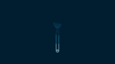 White Kitchen whisk icon isolated on blue background. Cooking utensil, egg beater. Cutlery sign. Food mix symbol. 4K Video motion graphic animation.