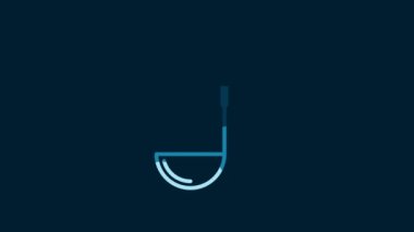 White Kitchen ladle icon isolated on blue background. Cooking utensil. Cutlery spoon sign. 4K Video motion graphic animation.