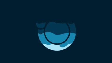 White Washing dishes icon isolated on blue background. Plate and sponge. Cleaning dishes icon. Dishwasher sign. Clean tableware sign. 4K Video motion graphic animation.