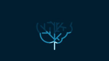 White Tree icon isolated on blue background. Forest symbol. 4K Video motion graphic animation.