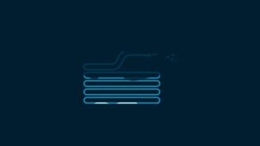 White Garden hose or fire hose icon isolated on blue background. Spray gun icon. Watering equipment. 4K Video motion graphic animation.