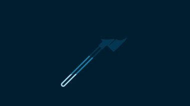 White Garden shovel icon isolated on blue background. Gardening tool. Tool for horticulture, agriculture, farming. 4K Video motion graphic animation.