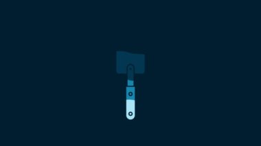 White Garden trowel spade or shovel icon isolated on blue background. Gardening tool. Tool for horticulture, agriculture, farming. 4K Video motion graphic animation.