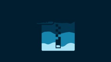 White ZIP file document. Download zip button icon isolated on blue background. ZIP file symbol. 4K Video motion graphic animation.