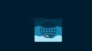 White HTML file document. Download html button icon isolated on blue background. HTML file symbol. Markup language symbol. 4K Video motion graphic animation.