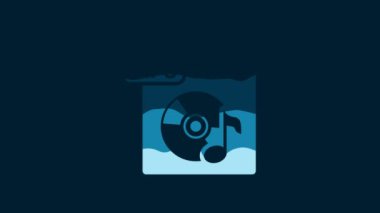 White MP3 file document. Download mp3 button icon isolated on blue background. Mp3 music format sign. MP3 file symbol. 4K Video motion graphic animation.