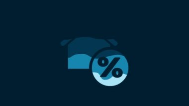 White House with percant discount tag icon isolated on blue background. House percentage sign price. Real estate home. Credit percentage symbol. 4K Video motion graphic animation.