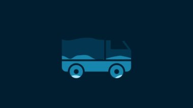 White Delivery cargo truck vehicle icon isolated on blue background. 4K Video motion graphic animation.
