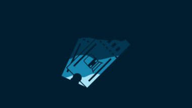White Train ticket icon isolated on blue background. Travel by railway. 4K Video motion graphic animation.