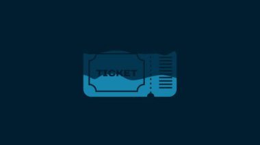 White Ticket icon isolated on blue background. 4K Video motion graphic animation.