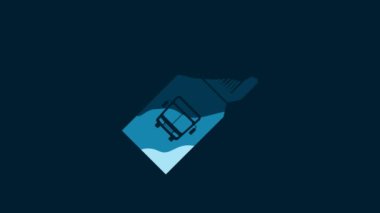 White Bus ticket icon isolated on blue background. Public transport ticket. 4K Video motion graphic animation.