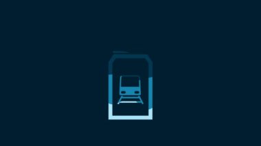 White Train ticket icon isolated on blue background. Travel by railway. 4K Video motion graphic animation.