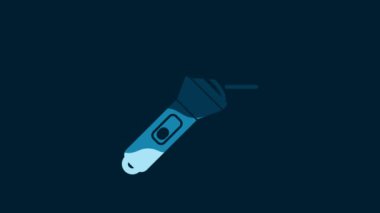 White Flashlight icon isolated on blue background. 4K Video motion graphic animation.
