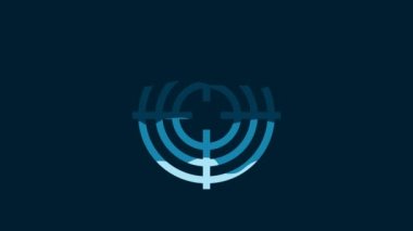White Target sport for shooting competition icon isolated on blue background. Clean target with numbers for shooting range or shooting. 4K Video motion graphic animation.